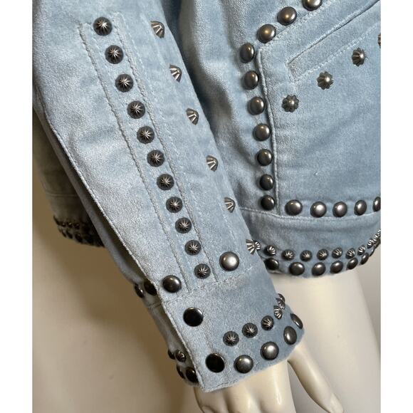 Double D Ranch Balcones Blue Velvet Inez Jacket NWT 2X Conchos Studs Pockets - Picture 5 of 16